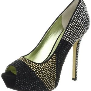Enzo Angiolini bedazzled peep toe heels